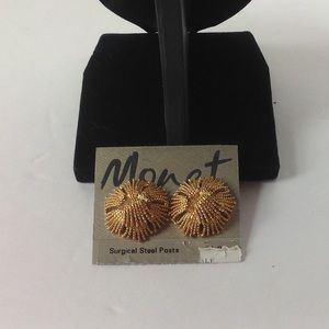 Monet Gold Tone Round Tassel Earrings
